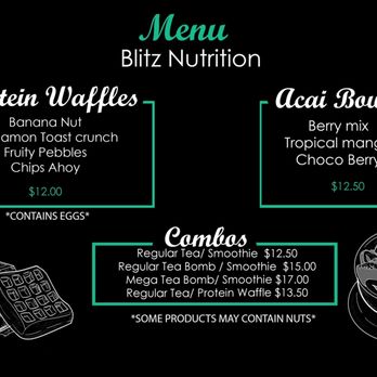 Blitz Nutrition - a menu for a cafe - Juice Bars & Smoothies Near Me - Gallup, New Mexico