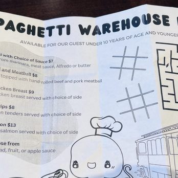 Spaghetti Warehouse - Kids Menu - Italian Near Me - Columbus, Ohio