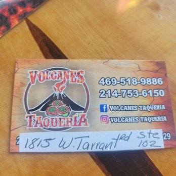 Volcanes Taqueria - Business card - Tacos Near Me - Grand Prairie, Texas Volcanes Taqueria - Business card - Tacos Near Me - Grand Prairie, Texas