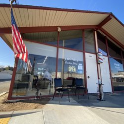 Exterior of barber shop.