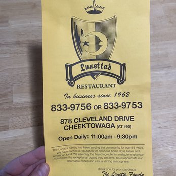 Lunetta's - Menu thangs - Pizza Near Me - Buffalo, New York