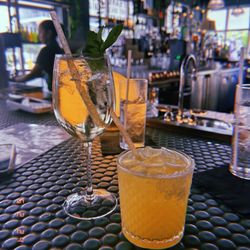 The Bar At The Doral Yard - Cocktail of the Month - Feeling Spritzy (left), Weekend Special - Mezcalita (right)