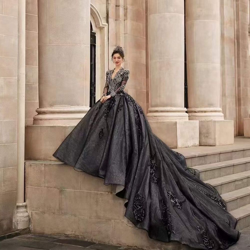 XYAYE Off Shoulder Quinceanera Dress - Puffy Lace Ball Gown With Train For Sweet 16