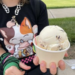 Thurgood Creamery - 1 scoop folded vanilla and 1 scoop cookies and cream