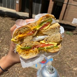Alpine Deli & Cafe - western omelet on a sun dried tomato bagel