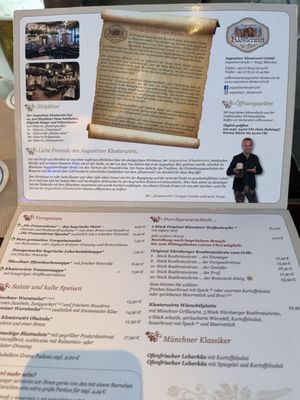 Menu photo 1 Augustiner Klosterwirt Munich, BY Menu photo 1 Augustiner Klosterwirt Munich, BY