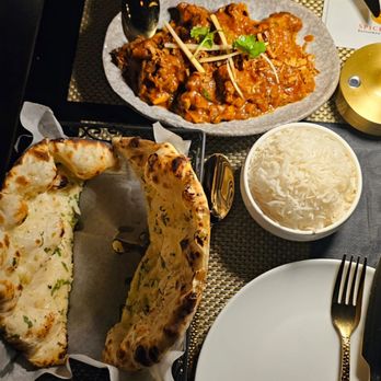 aRoqa - Goat, garlic naan and basmati rice - Indian Near Me - New York, New York aRoqa - Goat, garlic naan and basmati rice - Indian Near Me - New York, New York