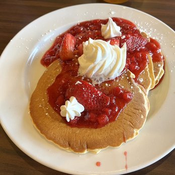 Bob Evans - Strawberry hotcakes included with Strawberry Farmer's breakfast - American Near Me - Fort Myers, Florida Bob Evans - Strawberry hotcakes included with Strawberry Farmer's breakfast - American Near Me - Fort Myers, Florida