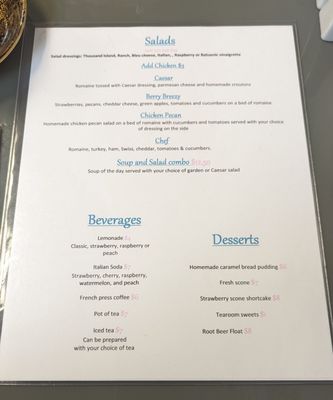 Menu photo 3 Attic Secrets Tea Room Marysville, WA