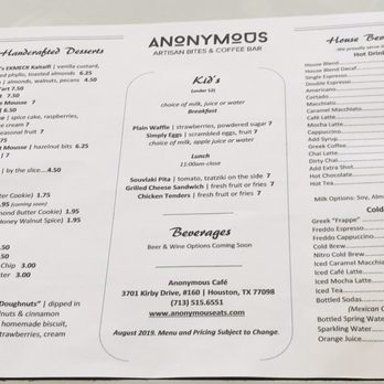 Anonymous Cafe - Menu - Coffee & Tea Near Me - Houston, Texas Anonymous Cafe - Menu - Coffee & Tea Near Me - Houston, Texas