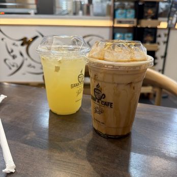 Sana'a Cafe - Mango passion fruit and Sana latte - Cafes Near Me - Hayward, California Sana'a Cafe - Mango passion fruit and Sana latte - Cafes Near Me - Hayward, California