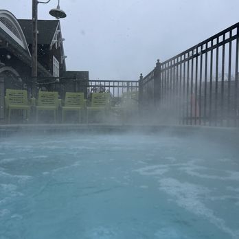 Crystal Mountain - The outdoor hot tub. Very limited seating in tie locker room to get dressed. They provide towels and hair dryers. - Hotels Near Me - Thompsonville, Michigan