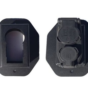 Nichols Manufacturing & Welding Services - Mounting Box for 7/12-Pin (or) 7/4-Pin Plugs (in Textured Flat Black) - Metal Fabricators Near Me - Phoenix, Arizona Nichols Manufacturing & Welding Services - Mounting Box for 7/12-Pin (or) 7/4-Pin Plugs (in Textured Flat Black) - Metal Fabricators Near Me - Phoenix, Arizona