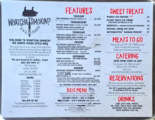 Menu photo 8 Whatcha Smokin' BBQ & Brew Luther, IA