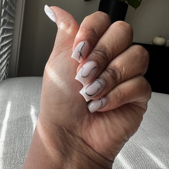 Q Nails & Lashes - Powder color with chrome design. - Nail Salons Near Me - Houston, Texas Q Nails & Lashes - Powder color with chrome design. - Nail Salons Near Me - Houston, Texas