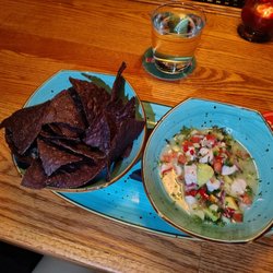 San Patricios - Ceviche with homemade chips.