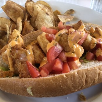 82 Queen - Fried shrimp poy bo sandwich and homemade chips - Southern Near Me - Charleston, South Carolina