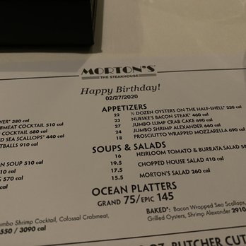 Morton's The Steakhouse - Personalized menu for Bday. - Steakhouses Near Me - Honolulu, Hawaii Morton's The Steakhouse - Personalized menu for Bday. - Steakhouses Near Me - Honolulu, Hawaii
