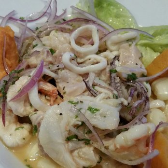 Jalea Peruvian Cuisine - Cerviche Mixto was large portion of wonderfully fresh seafood! - Peruvian Near Me - Hicksville, New York Jalea Peruvian Cuisine - Cerviche Mixto was large portion of wonderfully fresh seafood! - Peruvian Near Me - Hicksville, New York