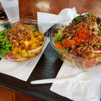 FOB Poke Bar- Seattle - (left) regular size (right) large. It's all your choice of what goes inside - Poke Near Me - Seattle, Washington FOB Poke Bar- Seattle - (left) regular size (right) large. It's all your choice of what goes inside - Poke Near Me - Seattle, Washington