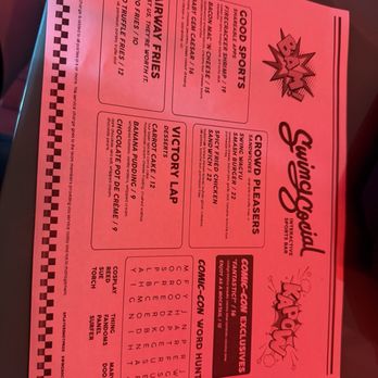 Swing Social - The special comic con menu - Sports Bars Near Me - San Diego, California Swing Social - The special comic con menu - Sports Bars Near Me - San Diego, California