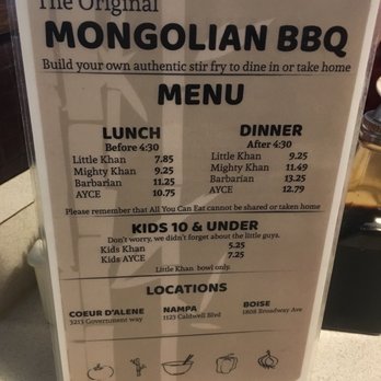 The Original Mongolian BBQ - the menu - Barbeque Near Me - Nampa, Idaho The Original Mongolian BBQ - the menu - Barbeque Near Me - Nampa, Idaho