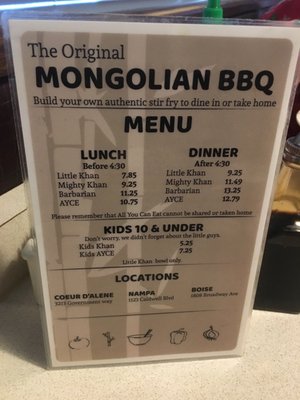 Menu photo 3 The Original Mongolian BBQ Nampa, ID Menu photo 3 The Original Mongolian BBQ Nampa, ID