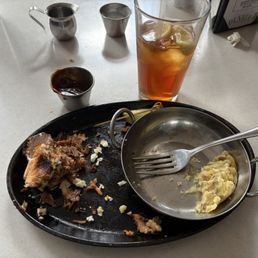 Brisket sandwich and mashed potatoes