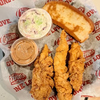 Raising Cane's Chicken Fingers - 3 Finger Combo - I substituted the crinkle-cut fries for coleslaw, but I don't think that was a good trade. - Chicken Shop Near Me - Roseville, California Raising Cane's Chicken Fingers - 3 Finger Combo - I substituted the crinkle-cut fries for coleslaw, but I don't think that was a good trade. - Chicken Shop Near Me - Roseville, California