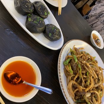 Bund Dumpling House - Pan fried shrimp dumplings with cuttlefish ink - Dim Sum Near Me - Astoria, New York