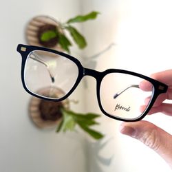 Hello Optometry - Classic Black Square Glasses with Gold Details