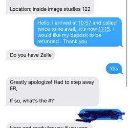 Touchless Colon Cleansing & Wellness - Messages of her requesting zelle for refund
