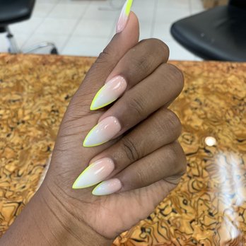 H2K Nails Spa - Stiletto acrylic with ombré and gel on the tips. - Nail Salons Near Me - Metairie, Louisiana H2K Nails Spa - Stiletto acrylic with ombré and gel on the tips. - Nail Salons Near Me - Metairie, Louisiana