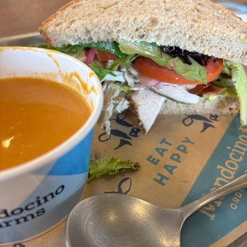 Mendocino Farms - Half-Sandwich Combo: The Farm Club + Thai Sweet Potato Soup - Sandwiches Near Me - Irvine, California