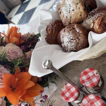 Annabelle Brasserie - Birthday flowers from my beautiful daughter along with the Pastry Basket yum!!! - French Near Me - Houston, Texas Annabelle Brasserie - Birthday flowers from my beautiful daughter along with the Pastry Basket yum!!! - French Near Me - Houston, Texas
