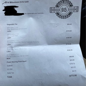 Rigo Built Garage - Receipt for the "work" they did. - Auto Repair Near Me - El Paso, Texas Rigo Built Garage - Receipt for the "work" they did. - Auto Repair Near Me - El Paso, Texas