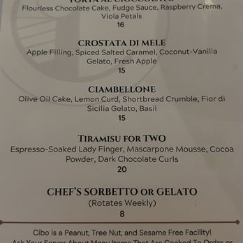 Cibo Detroit - Dessert Menu Crostata was good also had the double chocolate gelato which was also good portion size was a bit small. - Italian Near Me - Detroit, Michigan