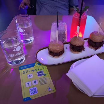 Offworld Bar - Spicy Jackfruit Nanoburgers (right) - Cocktail Bars Near Me - Toronto, Ontario