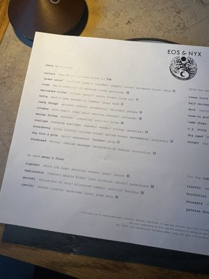 Menu photo 1 Eos & Nyx San Jose, CA