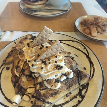 Brekki Brekki - S'mores French T, side of pork belly, and breakfast sammy with ham and side of fresh fruit - Breakfast & Brunch Near Me - Albuquerque, New Mexico