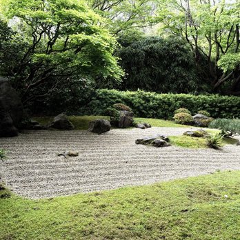 Japanese Tea Garden - The Zen garden with a plaque in front that gives details in English as well as in Japanese characters! - Tea Rooms Near Me - San Francisco, California