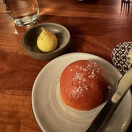 Complimentary bread and house made butter. Complimentary bread and house made butter.