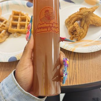 Southern Style Chicken & Waffle - Homemade Half & Half ( bottle ) - Waffles Near Me - Springfield, Virginia Southern Style Chicken & Waffle - Homemade Half & Half ( bottle ) - Waffles Near Me - Springfield, Virginia
