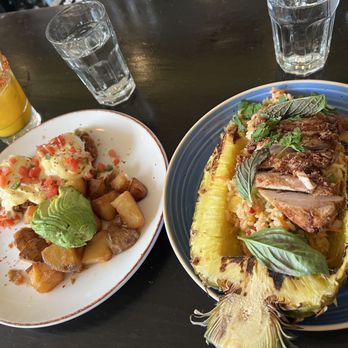 Grubstake Diner - Avocado Benedict and fried rice stuffed pineapple - Burgers Near Me - San Francisco, California Grubstake Diner - Avocado Benedict and fried rice stuffed pineapple - Burgers Near Me - San Francisco, California