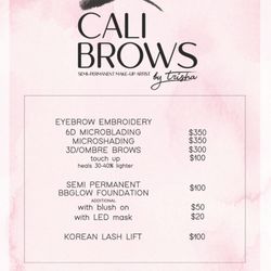 Cali Brows - Pricelist