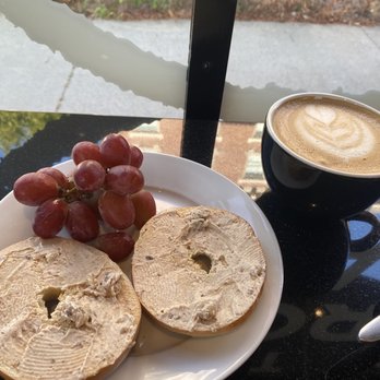 The Ground A Bout - Bagel(with their new cream cheese), grapes, and a caramel cappuccino - Coffee & Tea Near Me - Cape Girardeau, Missouri The Ground A Bout - Bagel(with their new cream cheese), grapes, and a caramel cappuccino - Coffee & Tea Near Me - Cape Girardeau, Missouri