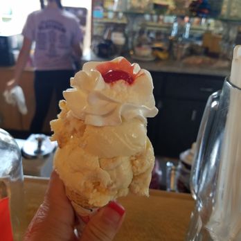 Springfield Drug - Double dip butter brickle w/ whipped cream & a cherry in a sugar cone - Drugstores Near Me - Springfield, Nebraska