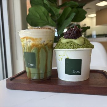 Floe - Matcha & Bingsoo Cafe - Matcha Bingsoo , Matcha Biscoff Latte - Shaved Ice Near Me - Fullerton, California