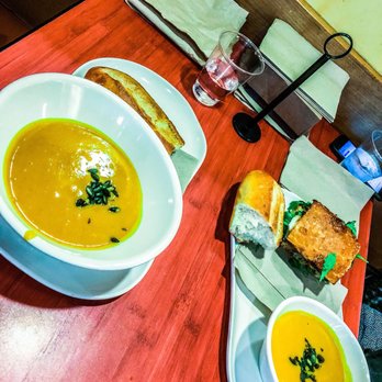 Panera Bread - I cracked up with my bowl and her bowl of autumn squash- yet same servings different bowl size lol lol - Salad Near Me - Yonkers, New York
