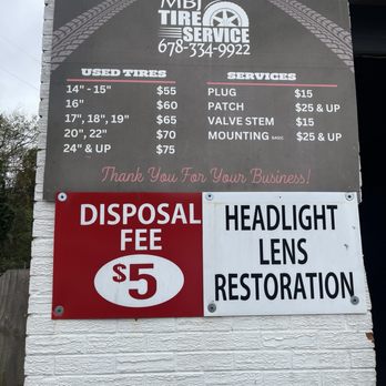 MBJ Tire Service - Prices - Tires Near Me - Conyers, Georgia MBJ Tire Service - Prices - Tires Near Me - Conyers, Georgia